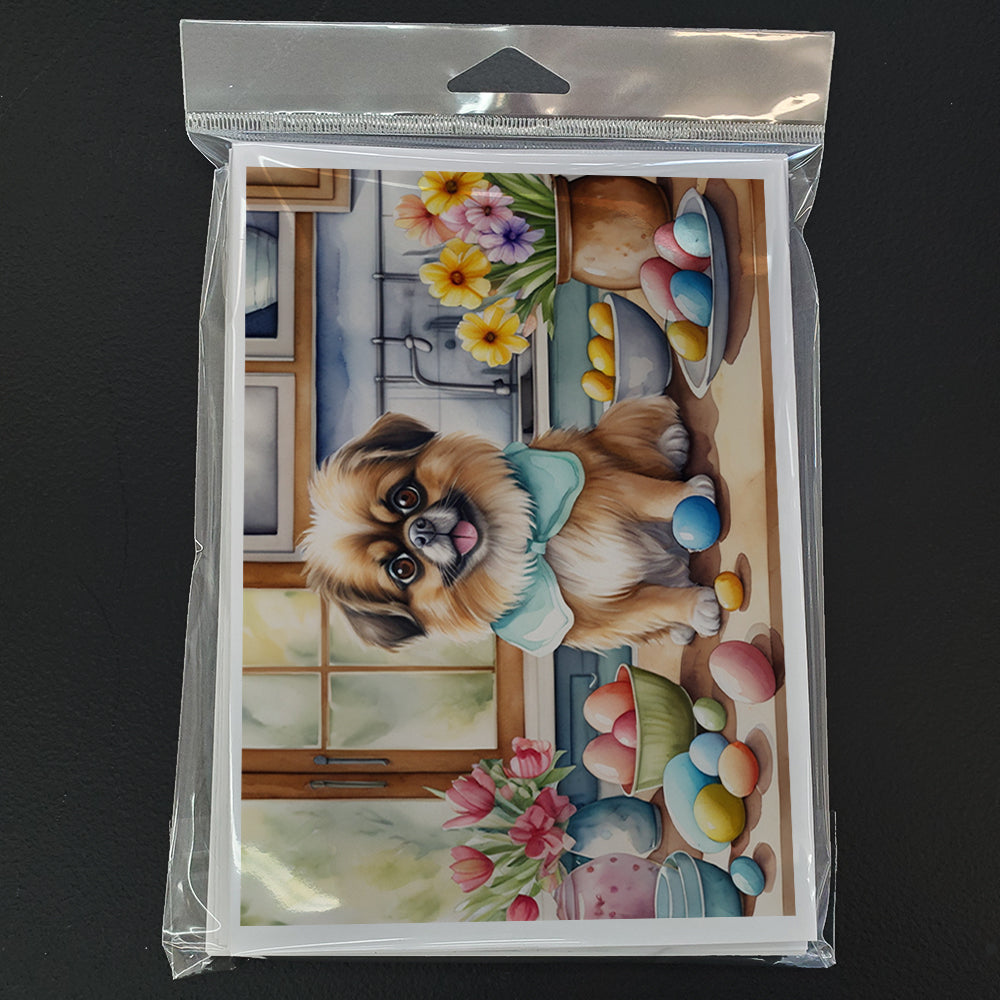 Decorating Easter Tibetan Spaniel Greeting Cards Pack of 8 Blank Cards with Envelopes Whimsical A7 Size 5x7