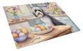 Decorating Easter Tibetan Terrier Cutting Board Tempered Glass Kitchen Cutting Surface, Heat Resistant Chopping, Non-Slip Feet, Food Prep & Serving