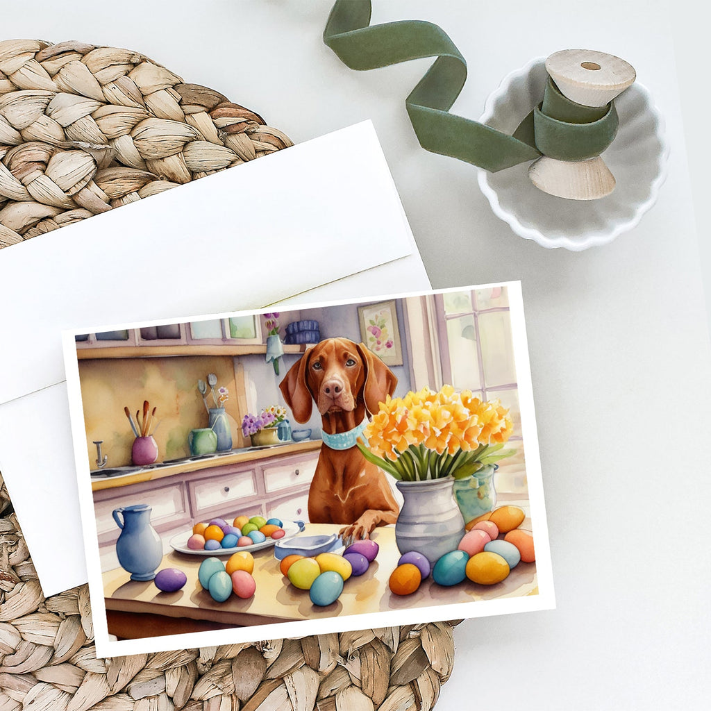 Decorating Easter Vizsla Greeting Cards Pack of 8 Blank Cards with Envelopes Whimsical A7 Size 5x7