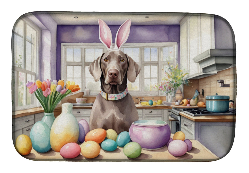 Decorating Easter Weimaraner Dish Drying Mat Absorbent Dish Drying Mat Pad for Kitchen Counter Dish Drainer Mat for Countertop, 14 x 21", Multicolor