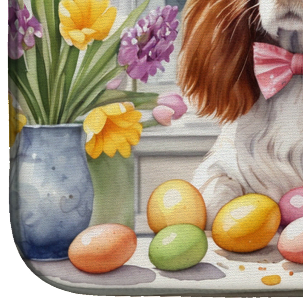 Decorating Easter Welsh Springer Spaniel Dish Drying Mat Absorbent Dish Drying Mat Pad for Kitchen Counter Dish Drainer Mat for Countertop, 14 x 21", Multicolor