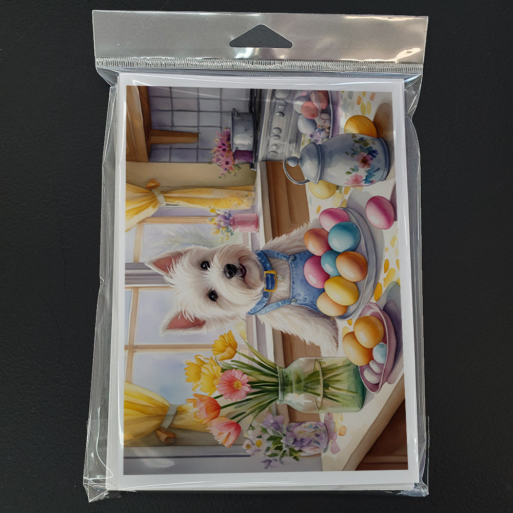 Decorating Easter Westie Greeting Cards Pack of 8 Blank Cards with Envelopes Whimsical A7 Size 5x7