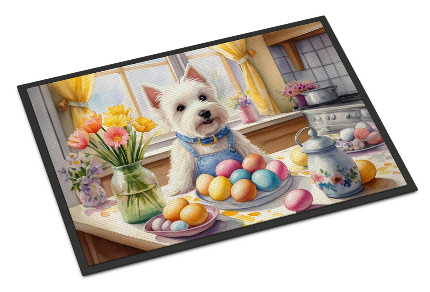 Decorating Easter Westie Doormat Indoor Outdoor 24H X 36W Front Door Mat Rugs for Entryway, Non Slip Washable Low Pile,