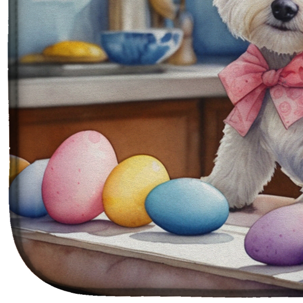 Decorating Easter Westie Dish Drying Mat Absorbent Dish Drying Mat Pad for Kitchen Counter Dish Drainer Mat for Countertop, 14 x 21", Multicolor