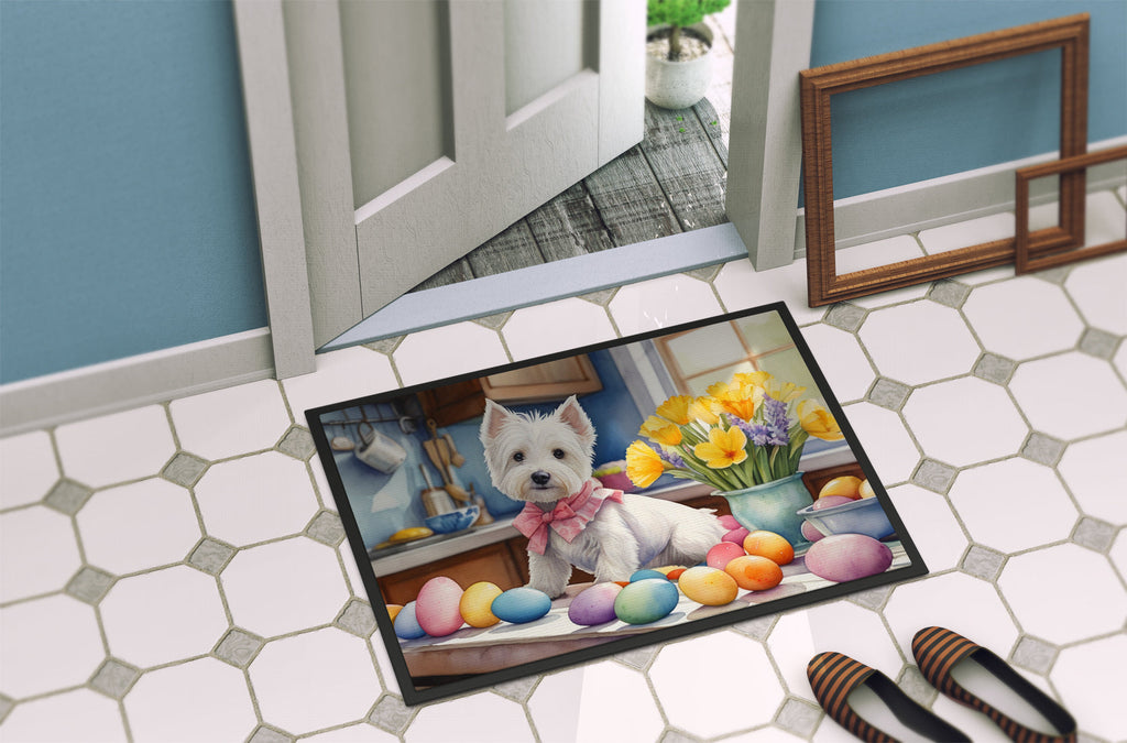 Decorating Easter Westie Doormat Indoor Outdoor 18H X 27W Front Door Mat Rugs for Entryway, Non Slip Washable
