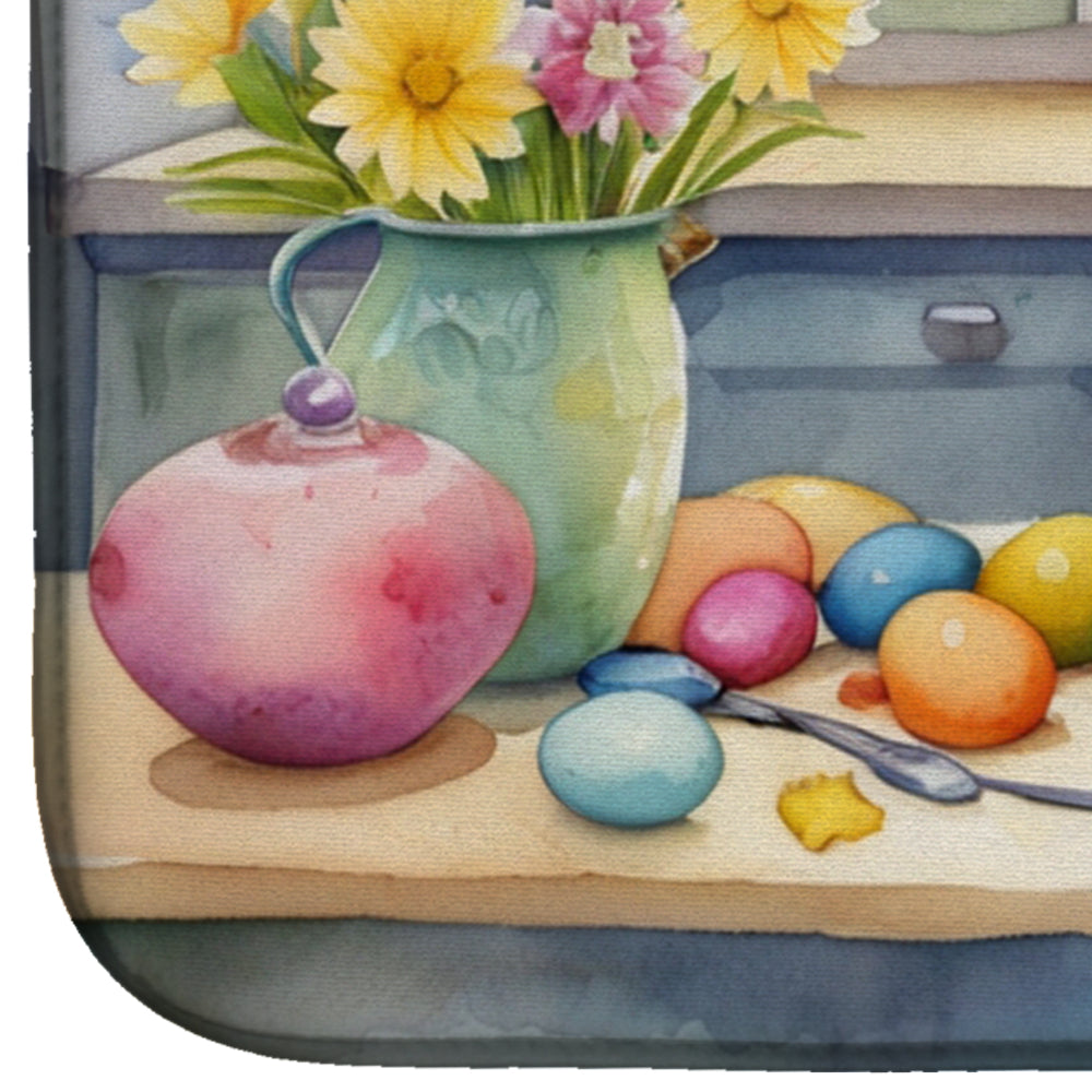 Decorating Easter Whippet Dish Drying Mat Absorbent Dish Drying Mat Pad for Kitchen Counter Dish Drainer Mat for Countertop, 14 x 21", Multicolor