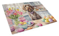 Decorating Easter Wirehaired Pointing Griffon Cutting Board Tempered Glass Kitchen Cutting Surface, Heat Resistant Chopping, Non-Slip Feet, Food Prep & Serving