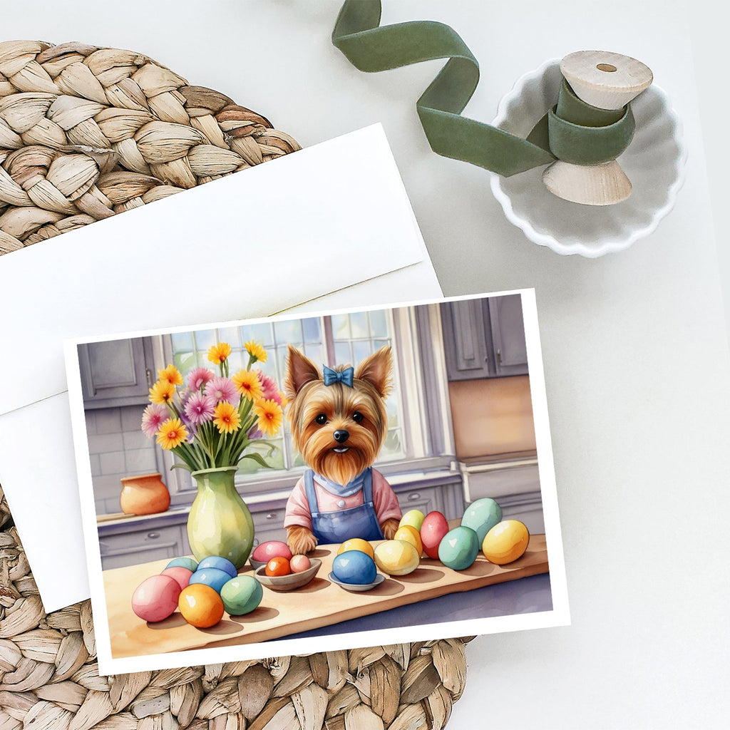 Decorating Easter Yorkshire Terrier Greeting Cards Pack of 8 Blank Cards with Envelopes Whimsical A7 Size 5x7