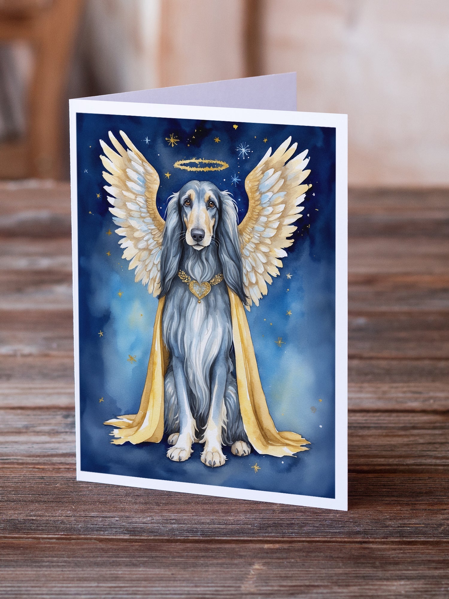 Afghan Hound My Angel Greeting Cards Pack of 8 Blank Cards with Envelopes Whimsical A7 Size 5x7