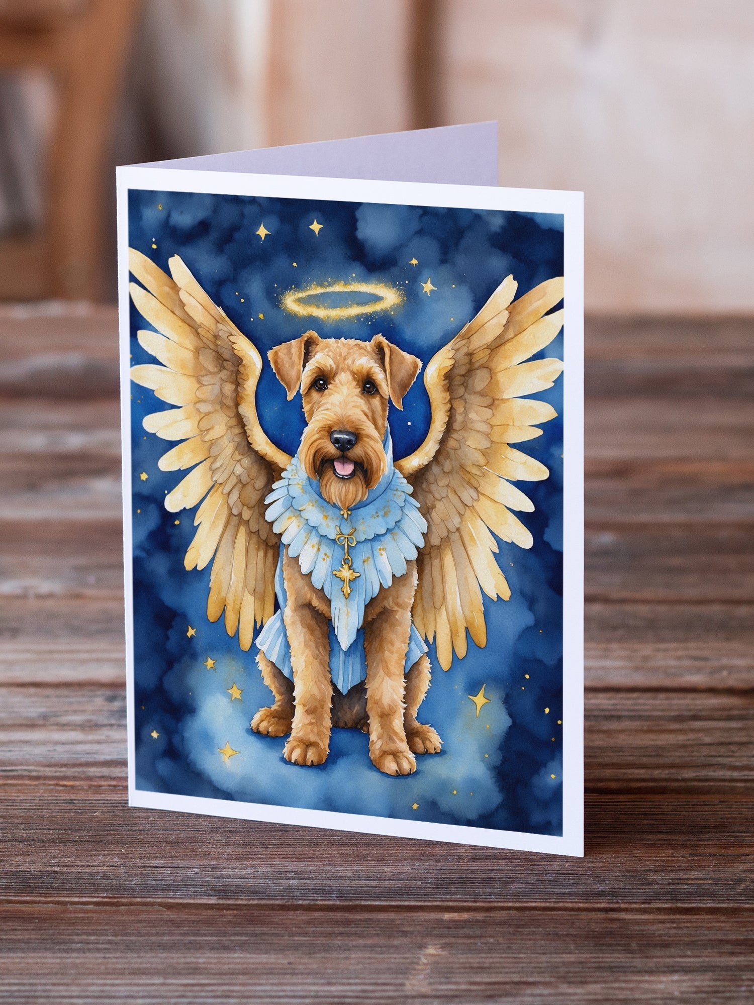 Airedale Terrier My Angel Greeting Cards Pack of 8 Blank Cards with Envelopes Whimsical A7 Size 5x7