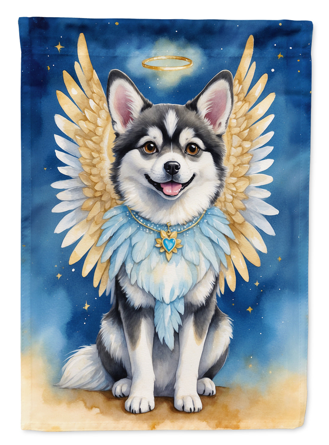 Alaskan Klee Kai My Angel House Flag 28x40 Porch Sleeve Pole Decorative Outside Yard Banner Artwork Wall Hanging, Polyester