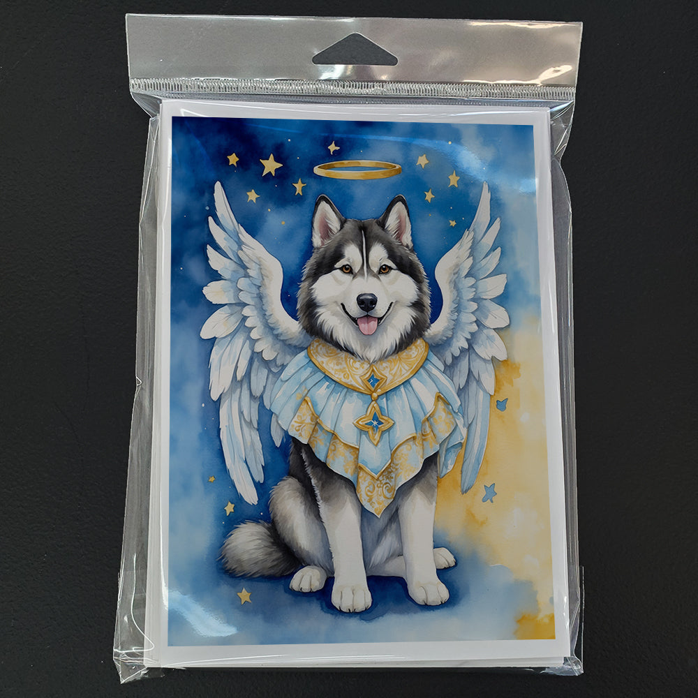 Alaskan Malamute My Angel Greeting Cards Pack of 8 Blank Cards with Envelopes Whimsical A7 Size 5x7