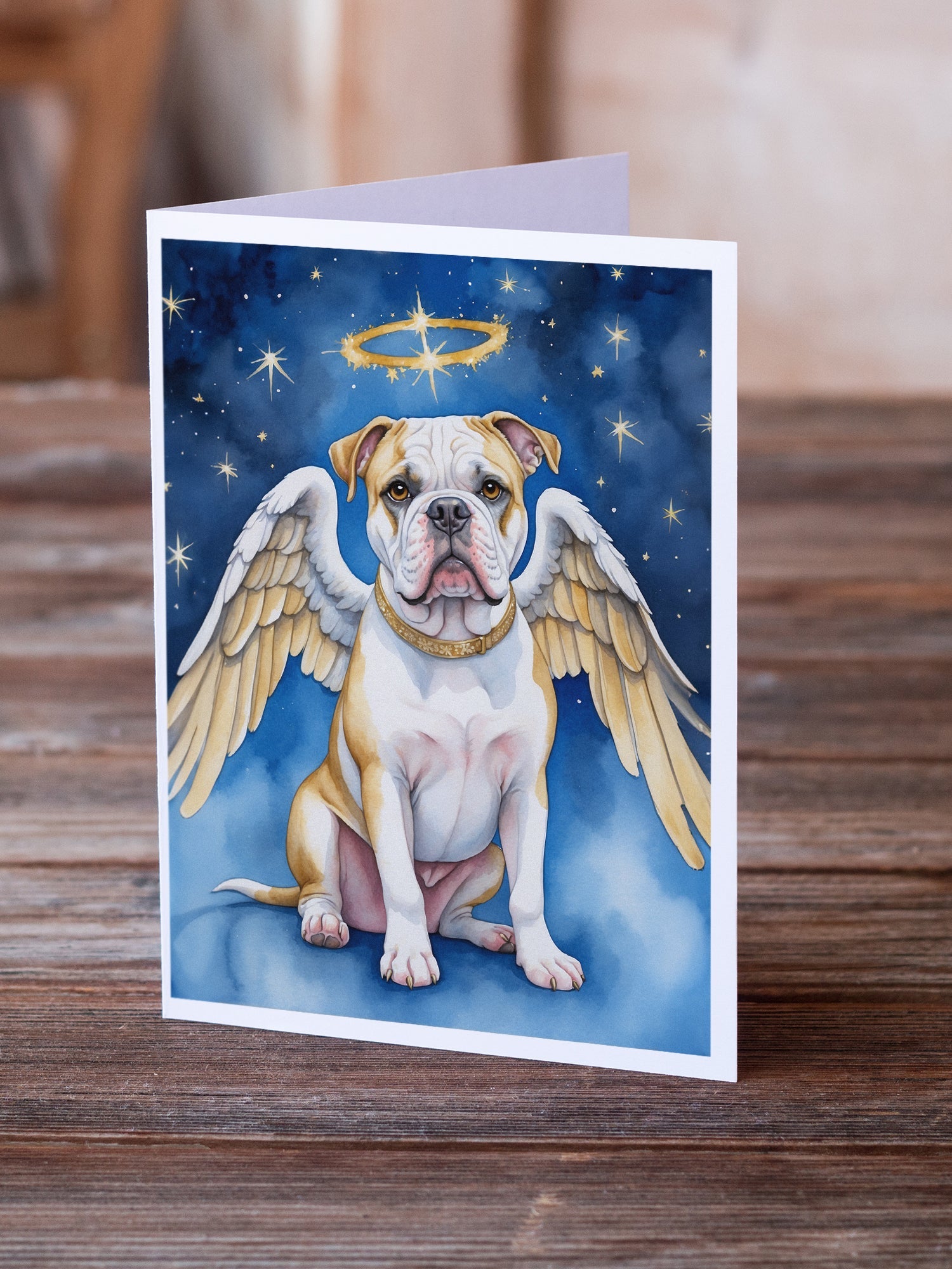American Bulldog My Angel Greeting Cards Pack of 8 Blank Cards with Envelopes Whimsical A7 Size 5x7