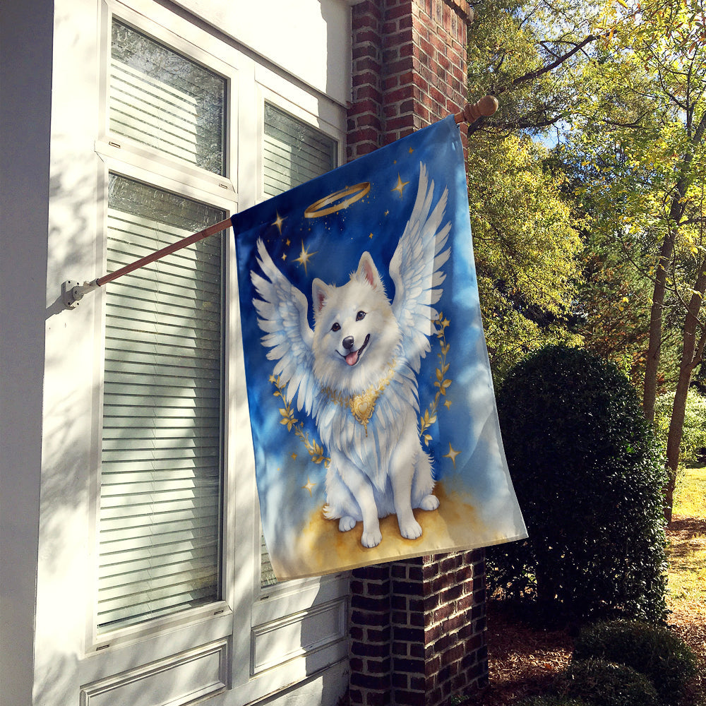 American Eskimo My Angel House Flag 28x40 Porch Sleeve Pole Decorative Outside Yard Banner Artwork Wall Hanging, Polyester
