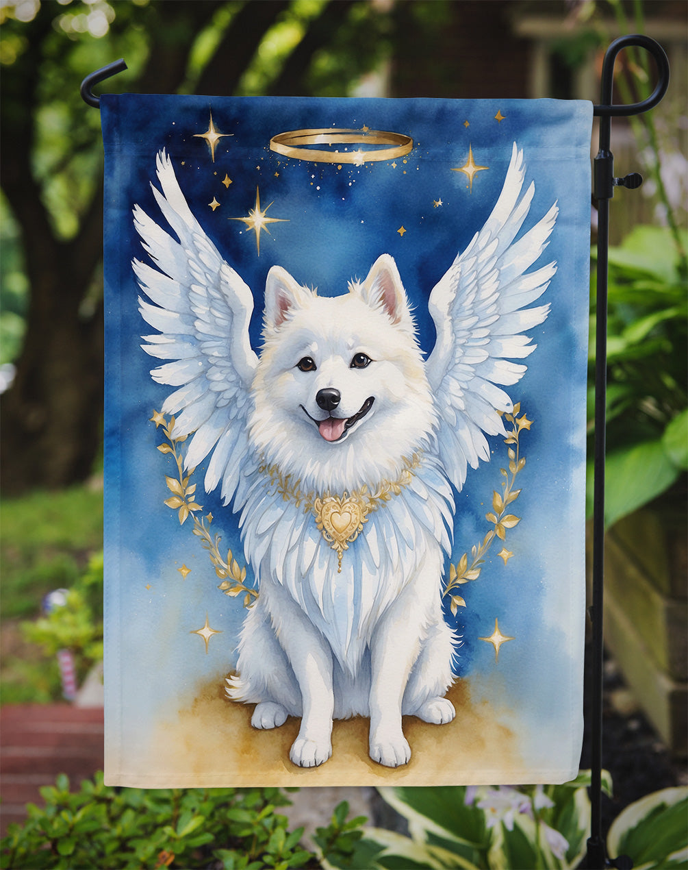 American Eskimo My Angel Garden Flag Mailbox Decorative Yard Banner Outside Patio Artwork for Flower Beds, Garden Size, Multicolor