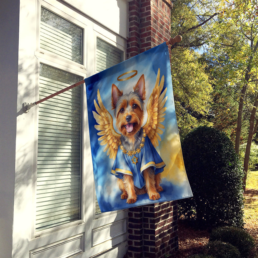 Australian Terrier My Angel House Flag 28x40 Porch Sleeve Pole Decorative Outside Yard Banner Artwork Wall Hanging, Polyester