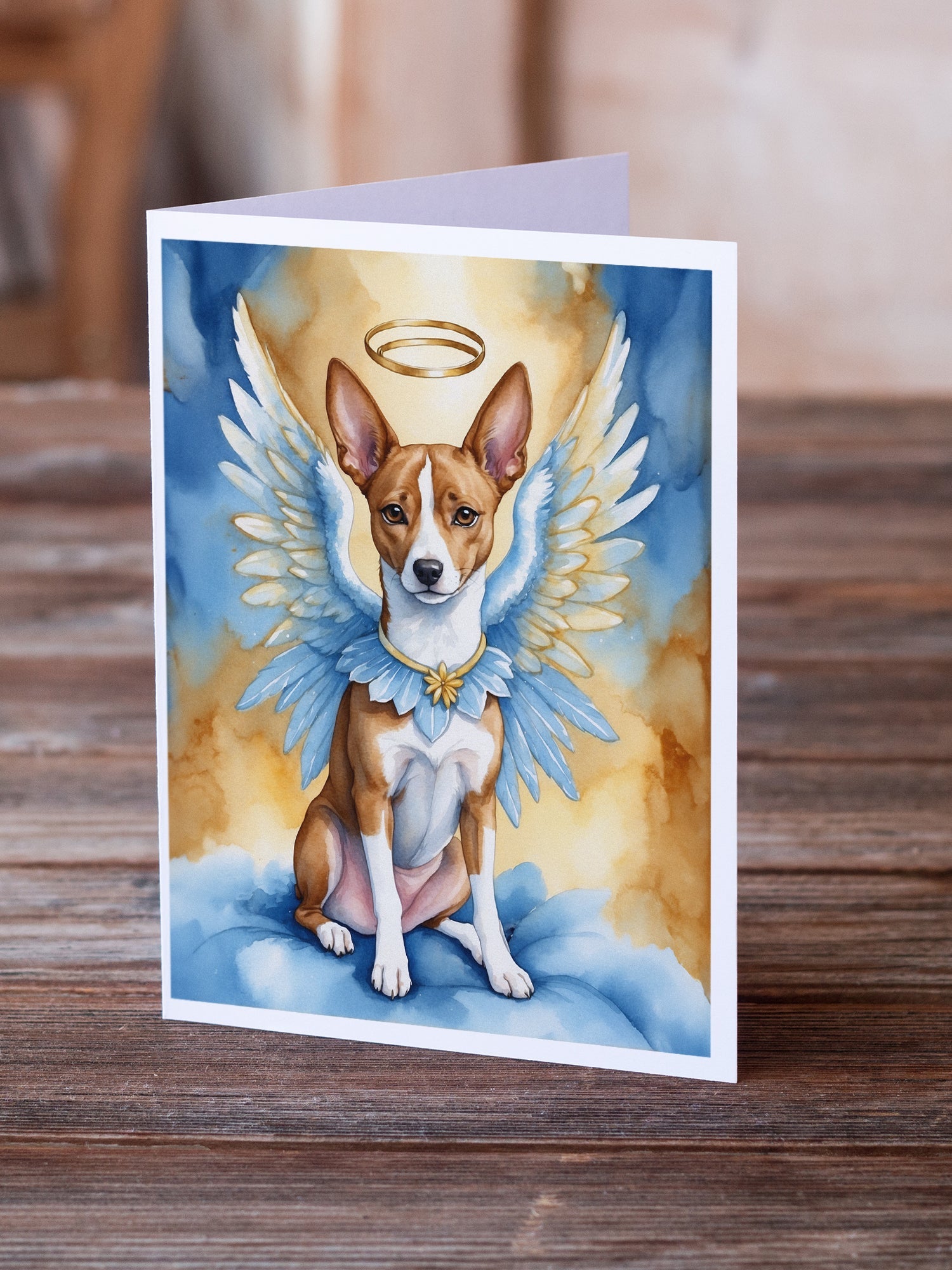 Basenji My Angel Greeting Cards Pack of 8 Blank Cards with Envelopes Whimsical A7 Size 5x7
