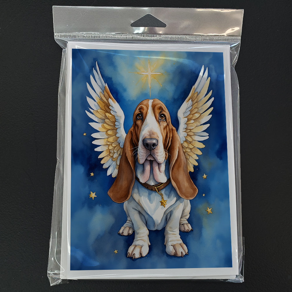 Basset Hound My Angel Greeting Cards Pack of 8 Blank Cards with Envelopes Whimsical A7 Size 5x7