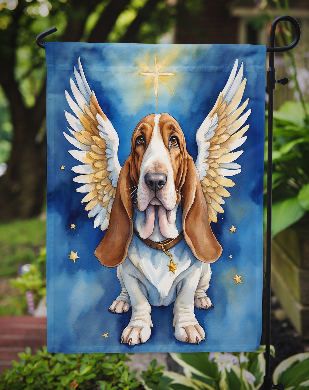 Basset Hound My Angel Garden Flag Mailbox Decorative Yard Banner Outside Patio Artwork for Flower Beds, Garden Size, Multicolor