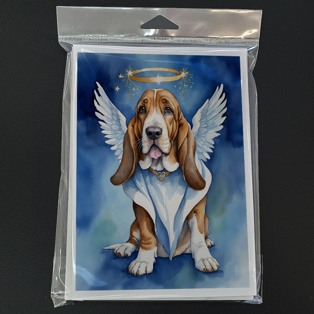 Basset Hound My Angel Greeting Cards Pack of 8 Blank Cards with Envelopes Whimsical A7 Size 5x7