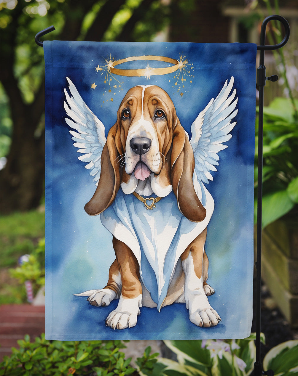 Basset Hound My Angel Garden Flag Mailbox Decorative Yard Banner Outside Patio Artwork for Flower Beds, Garden Size, Multicolor