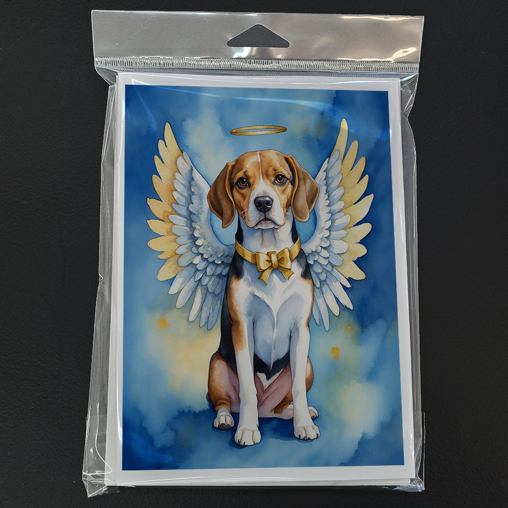 Beagle My Angel Greeting Cards Pack of 8 Blank Cards with Envelopes Whimsical A7 Size 5x7