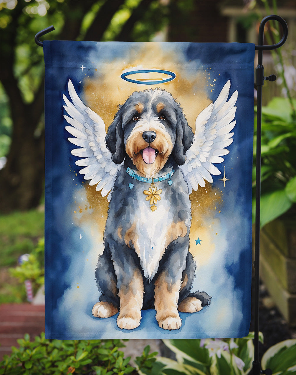 Bernedoodle My Angel Garden Flag Mailbox Decorative Yard Banner Outside Patio Artwork for Flower Beds, Garden Size, Multicolor