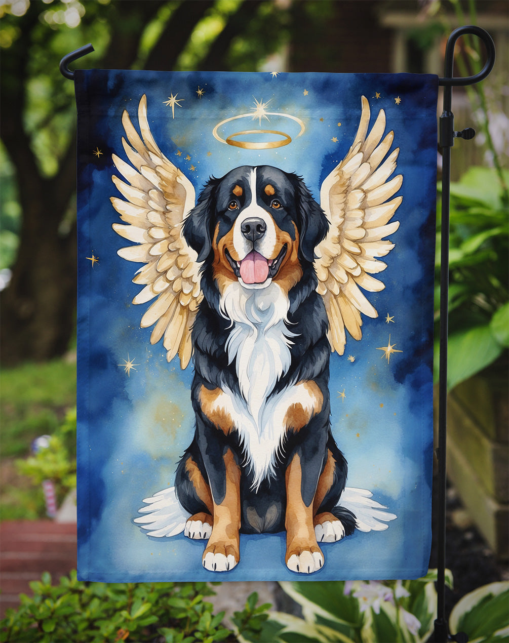 Bernese Mountain Dog My Angel Garden Flag Mailbox Decorative Yard Banner Outside Patio Artwork for Flower Beds, Garden Size, Multicolor