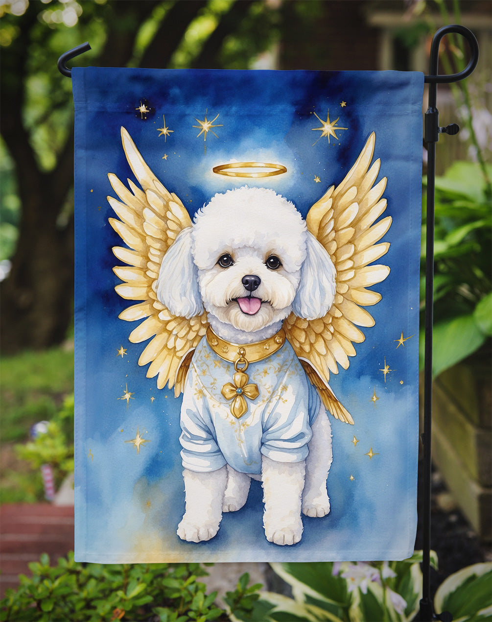 Bichon Frise My Angel Garden Flag Mailbox Decorative Yard Banner Outside Patio Artwork for Flower Beds, Garden Size, Multicolor