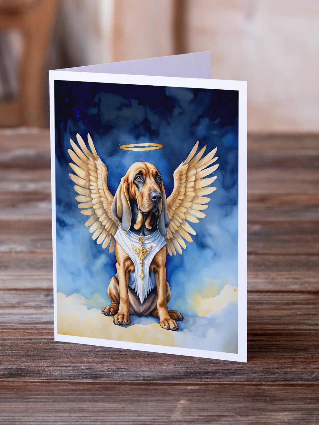 Bloodhound My Angel Greeting Cards Pack of 8 Blank Cards with Envelopes Whimsical A7 Size 5x7