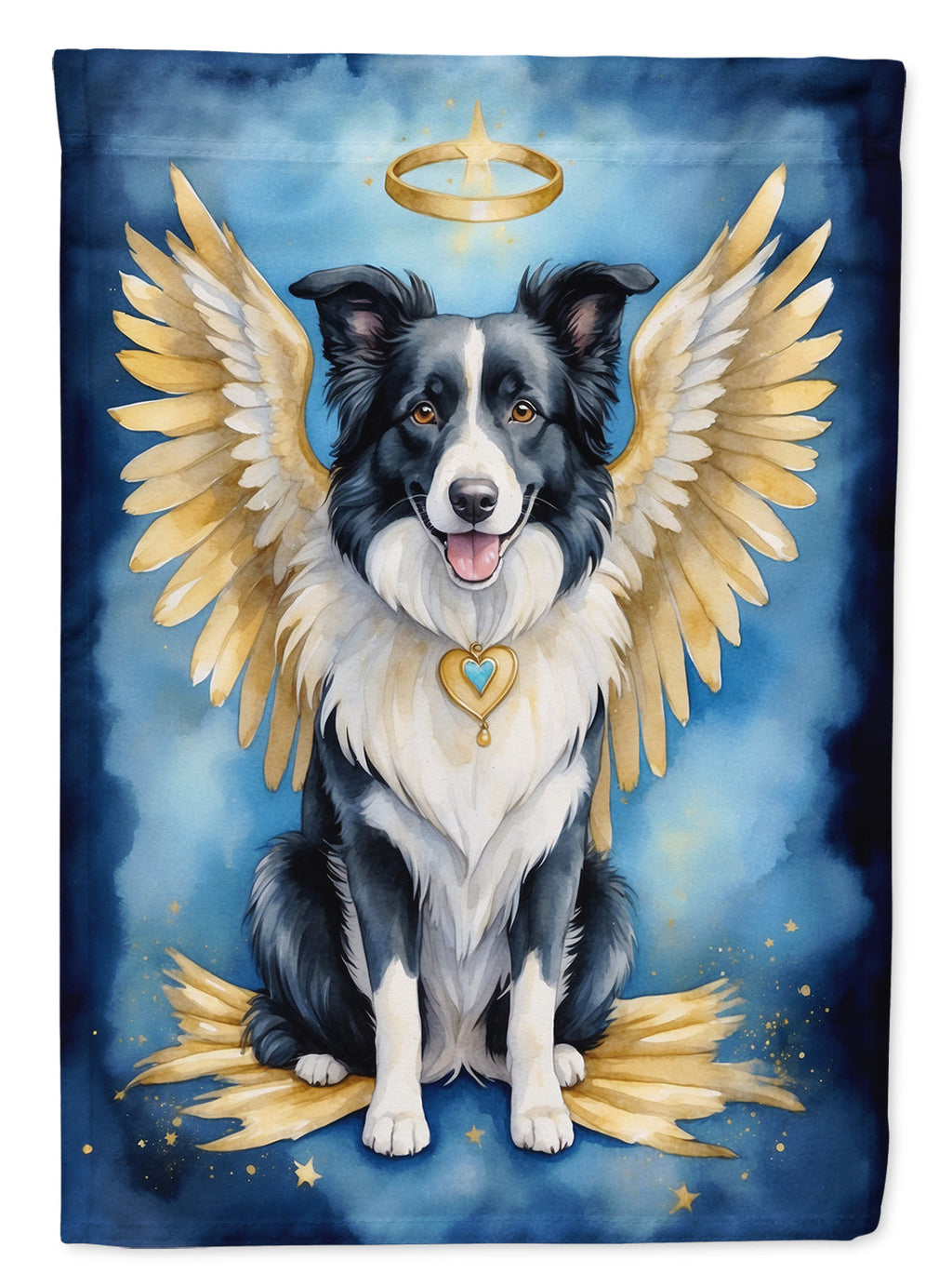 Border Collie My Angel House Flag 28x40 Porch Sleeve Pole Decorative Outside Yard Banner Artwork Wall Hanging, Polyester