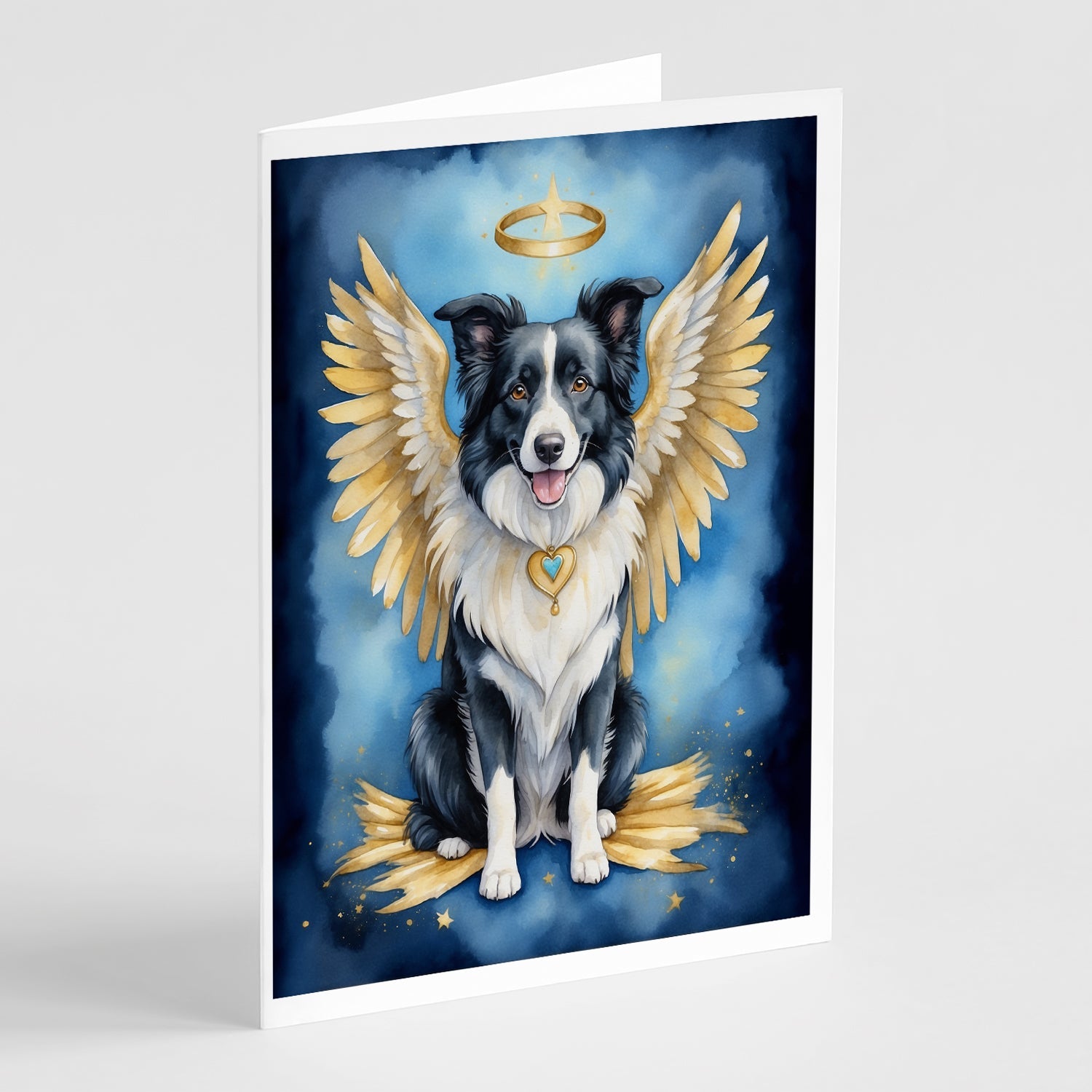 Border Collie My Angel Greeting Cards Pack of 8 Blank Cards with Envelopes Whimsical A7 Size 5x7