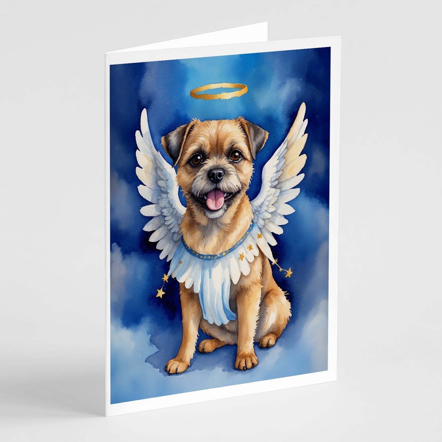 Border Terrier My Angel Greeting Cards Pack of 8 Blank Cards with Envelopes Whimsical A7 Size 5x7