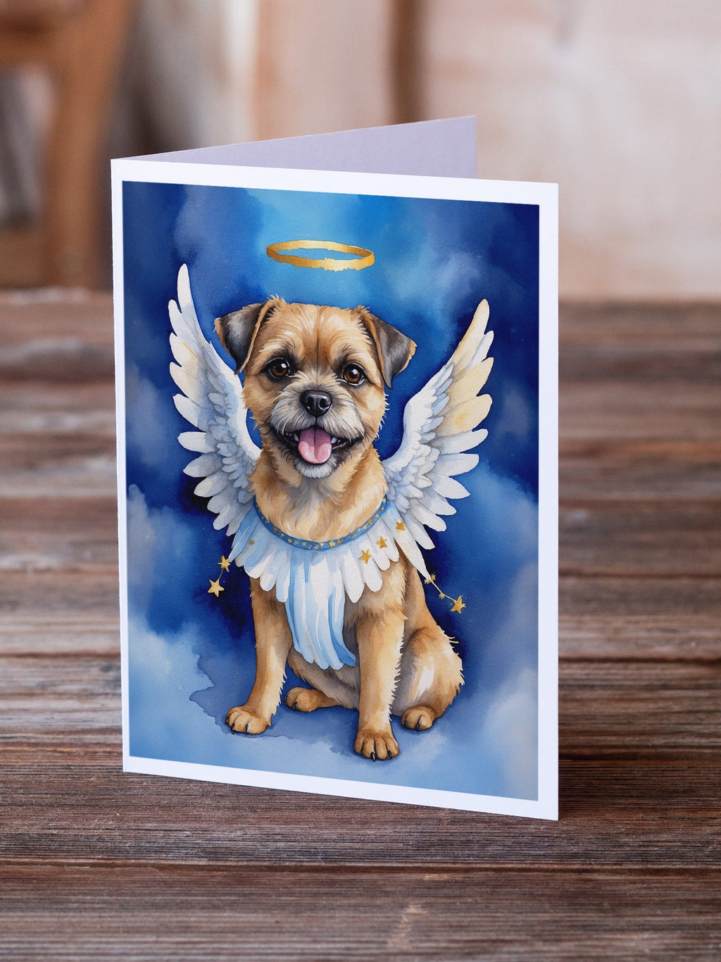 Border Terrier My Angel Greeting Cards Pack of 8 Blank Cards with Envelopes Whimsical A7 Size 5x7