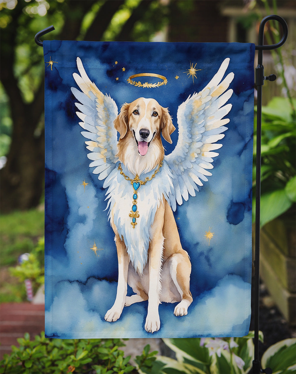 Borzoi My Angel Garden Flag Mailbox Decorative Yard Banner Outside Patio Artwork for Flower Beds, Garden Size, Multicolor