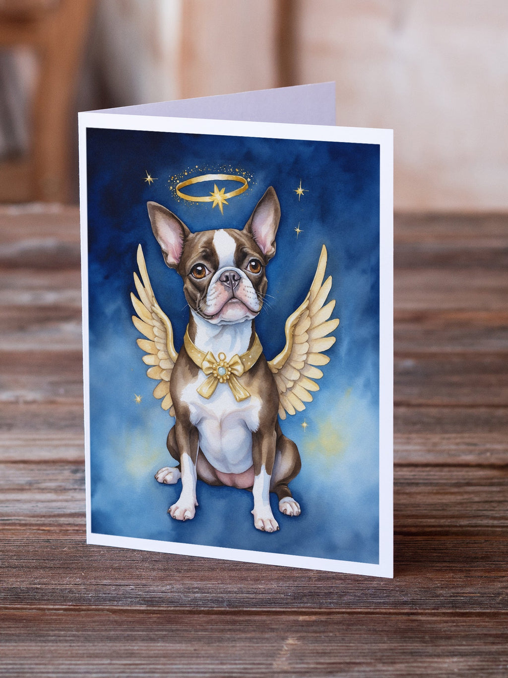 Boston Terrier My Angel Greeting Cards Pack of 8 Blank Cards with Envelopes Whimsical A7 Size 5x7