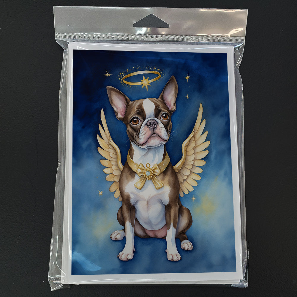 Boston Terrier My Angel Greeting Cards Pack of 8 Blank Cards with Envelopes Whimsical A7 Size 5x7