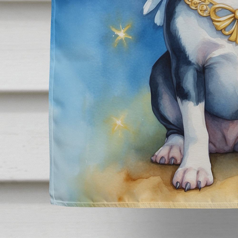 Boston Terrier My Angel House Flag 28x40 Porch Sleeve Pole Decorative Outside Yard Banner Artwork Wall Hanging, Polyester