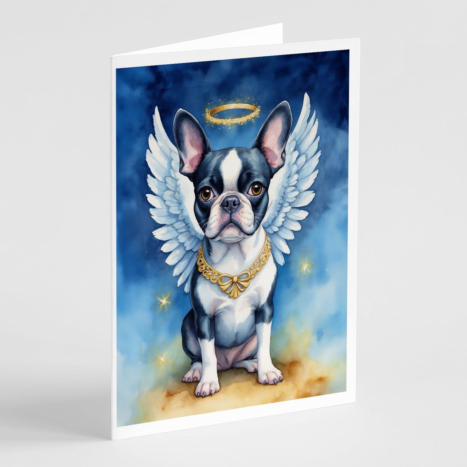 Boston Terrier My Angel Greeting Cards Pack of 8 Blank Cards with Envelopes Whimsical A7 Size 5x7