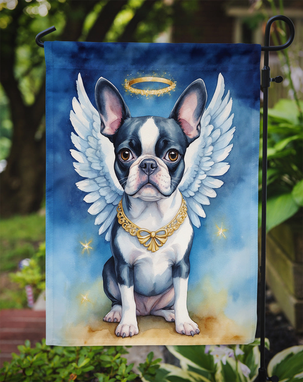 Boston Terrier My Angel Garden Flag Mailbox Decorative Yard Banner Outside Patio Artwork for Flower Beds, Garden Size, Multicolor