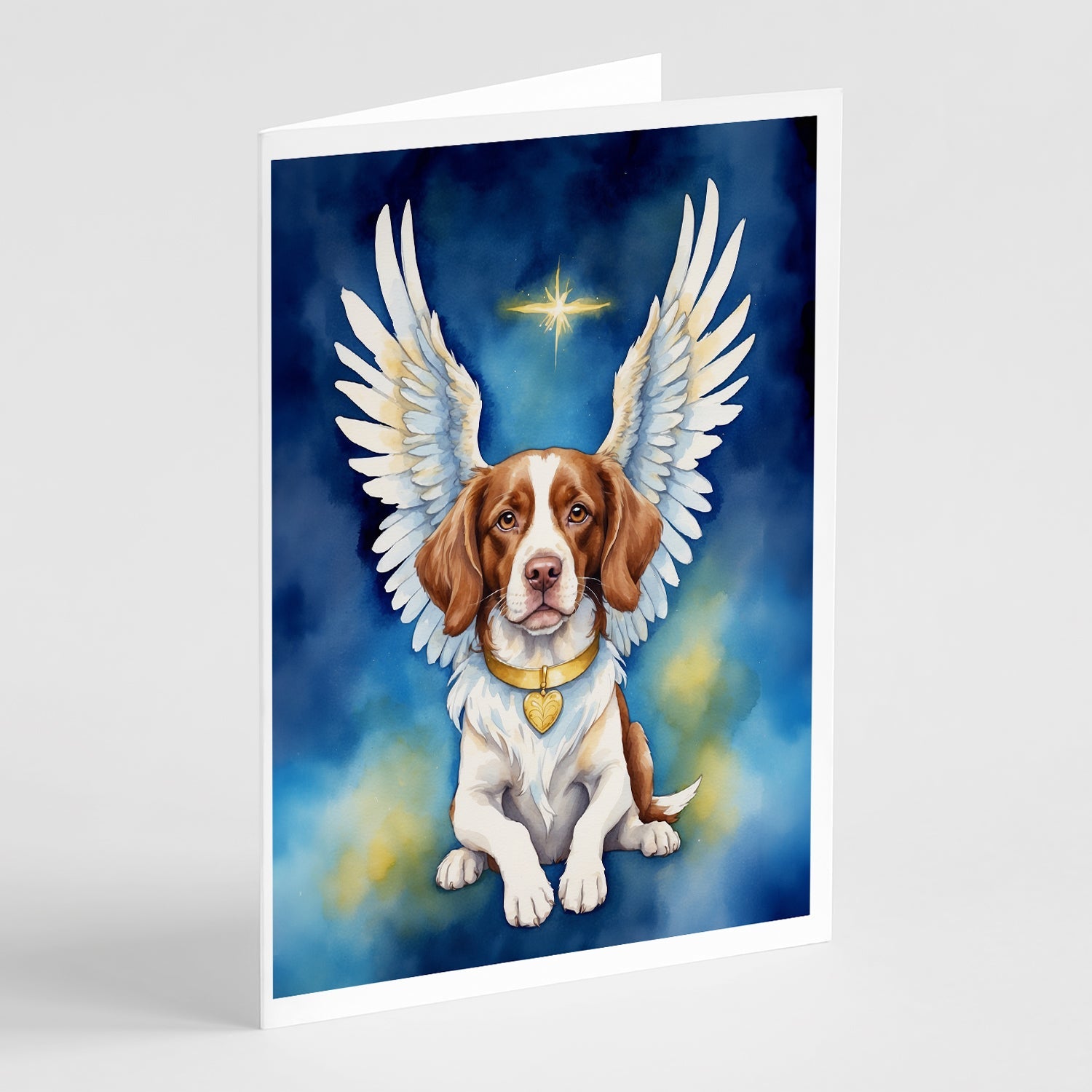 Brittany Spaniel My Angel Greeting Cards Pack of 8 Blank Cards with Envelopes Whimsical A7 Size 5x7