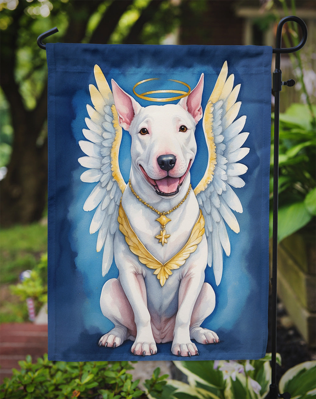 Bull Terrier My Angel Garden Flag Mailbox Decorative Yard Banner Outside Patio Artwork for Flower Beds, Garden Size, Multicolor