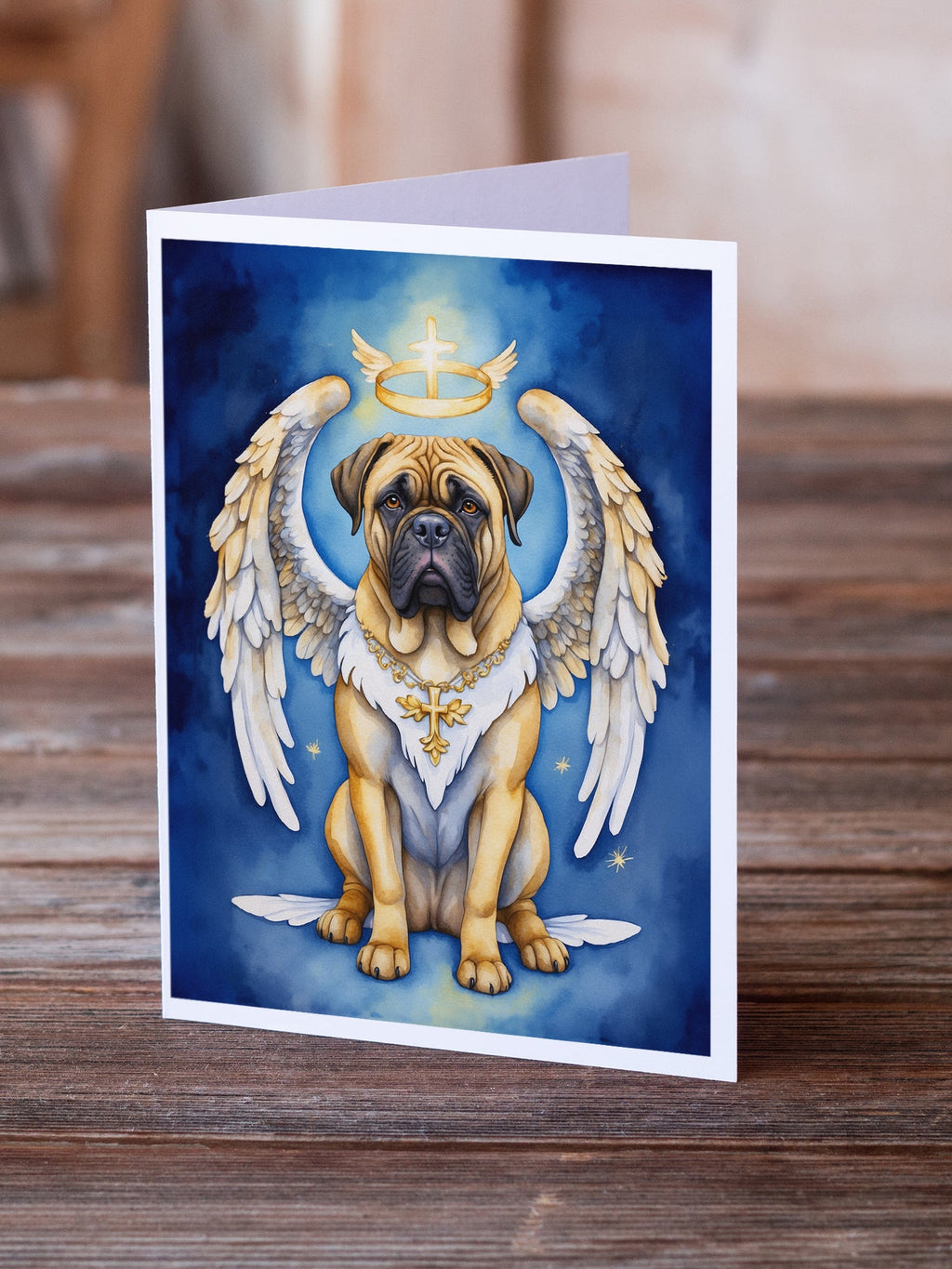 Bullmastiff My Angel Greeting Cards Pack of 8 Blank Cards with Envelopes Whimsical A7 Size 5x7