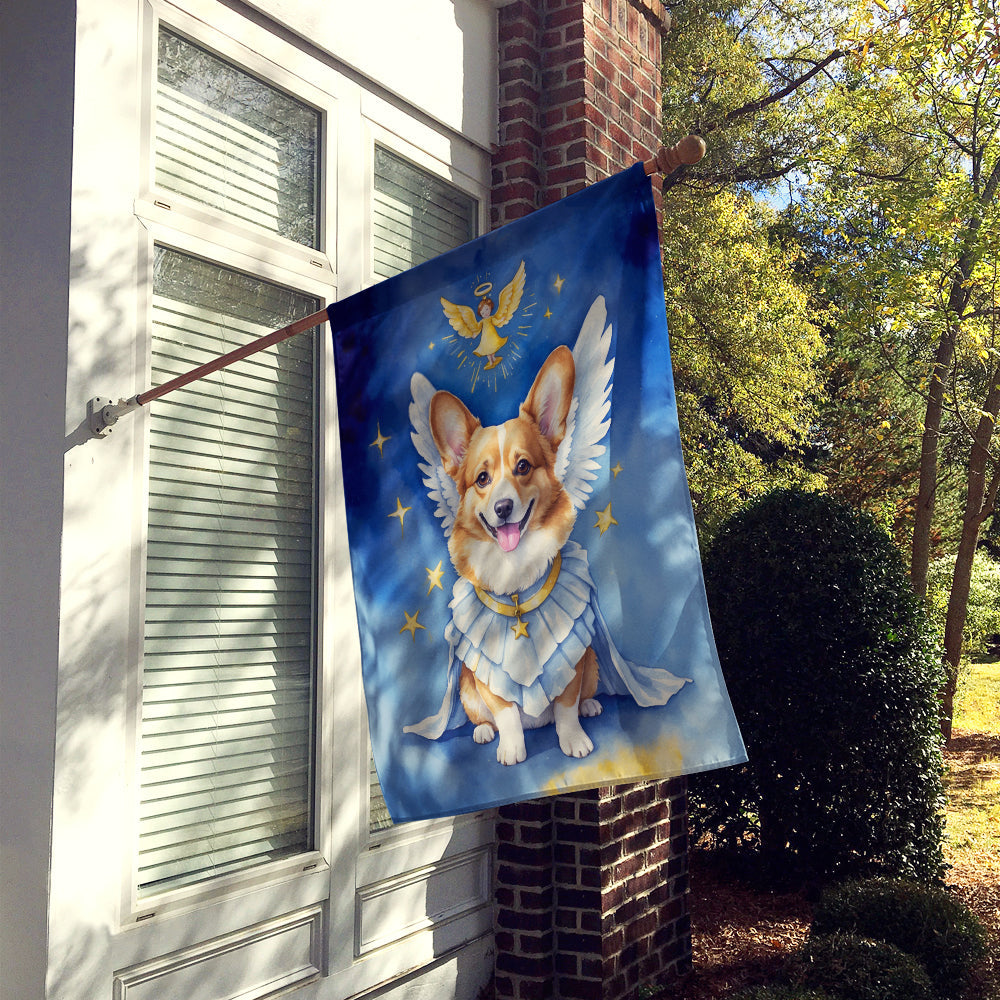 Corgi My Angel House Flag 28x40 Porch Sleeve Pole Decorative Outside Yard Banner Artwork Wall Hanging, Polyester