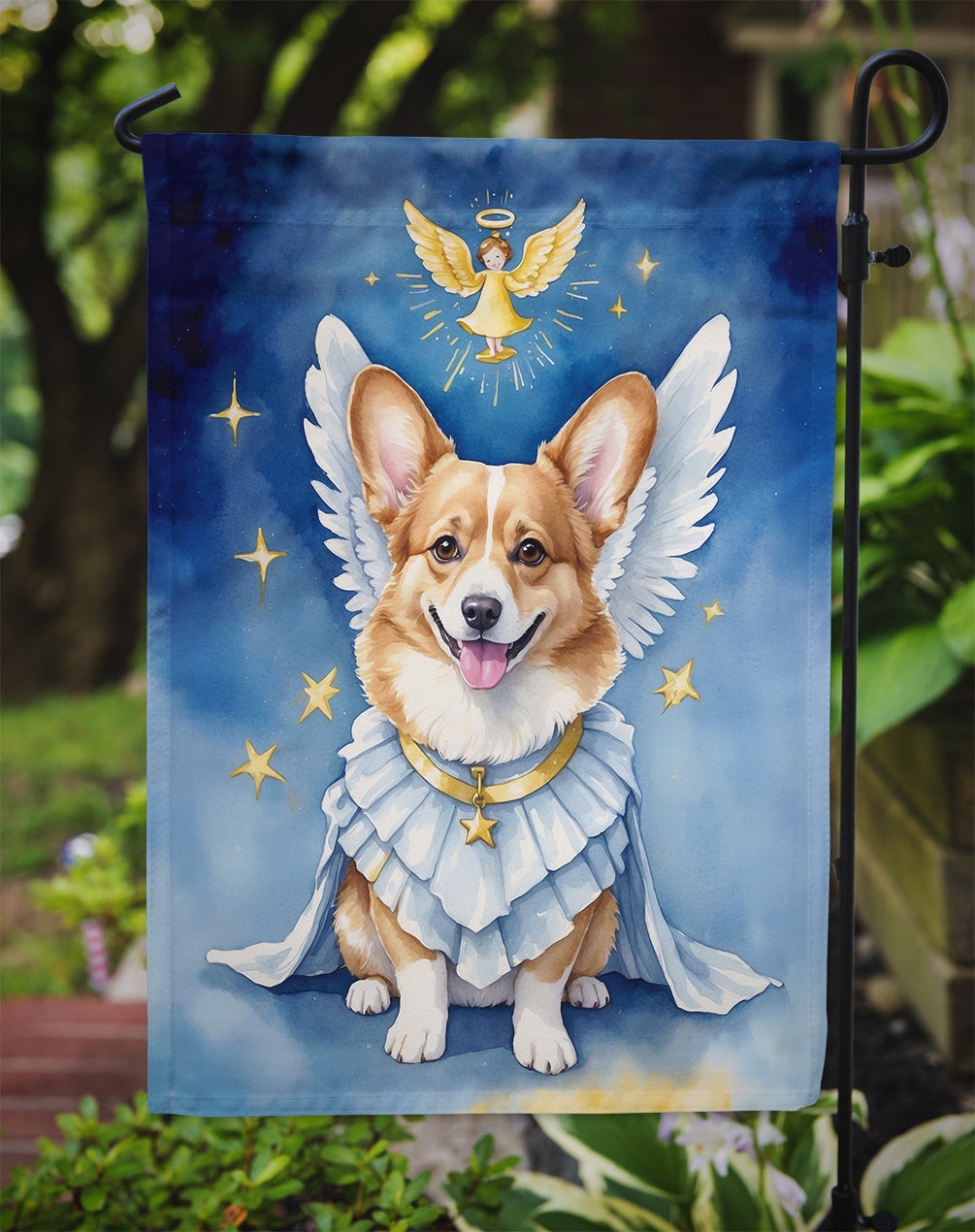 Corgi My Angel Garden Flag Mailbox Decorative Yard Banner Outside Patio Artwork for Flower Beds, Garden Size, Multicolor