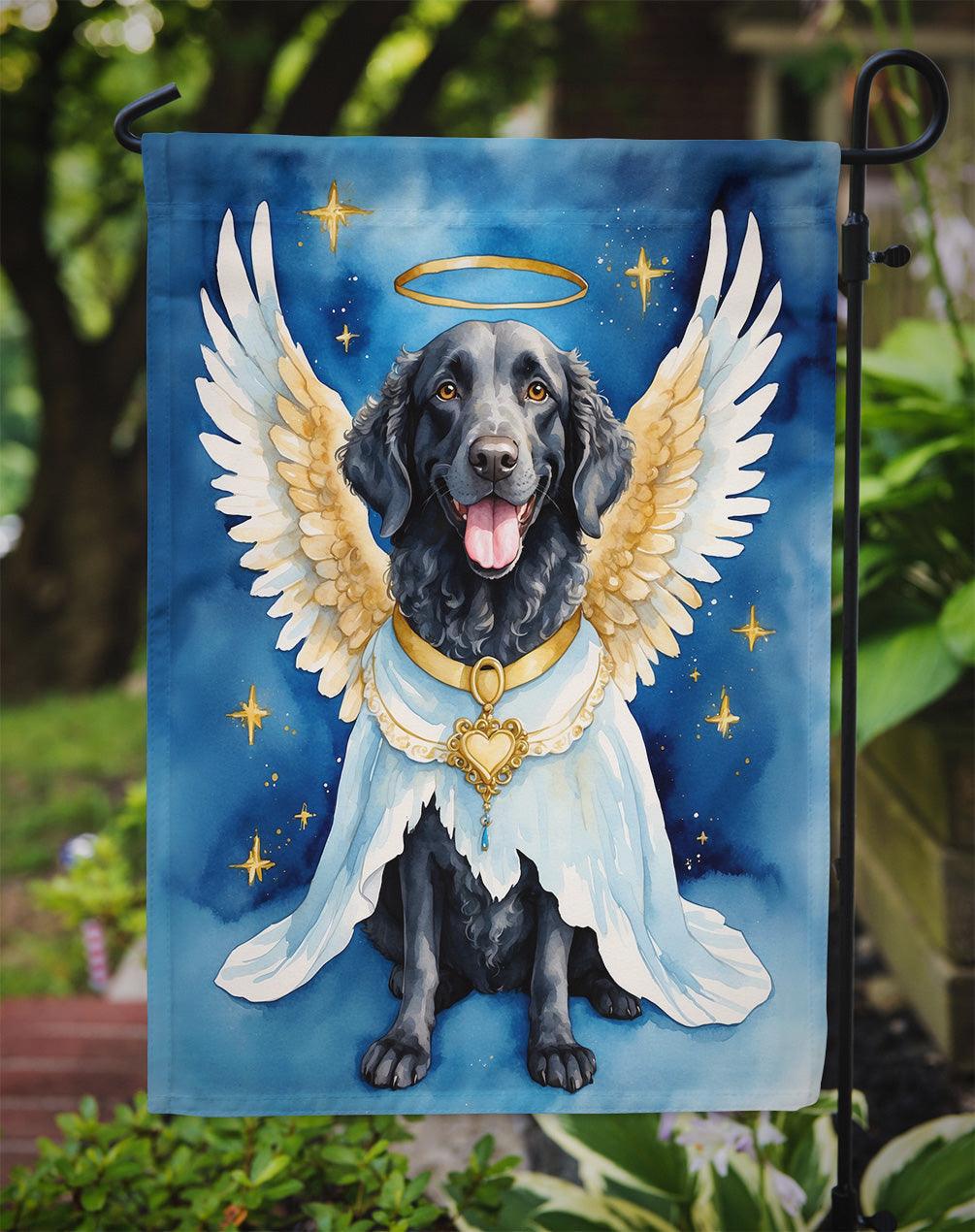 Curly-Coated Retriever My Angel Garden Flag Mailbox Decorative Yard Banner Outside Patio Artwork for Flower Beds, Garden Size, Multicolor