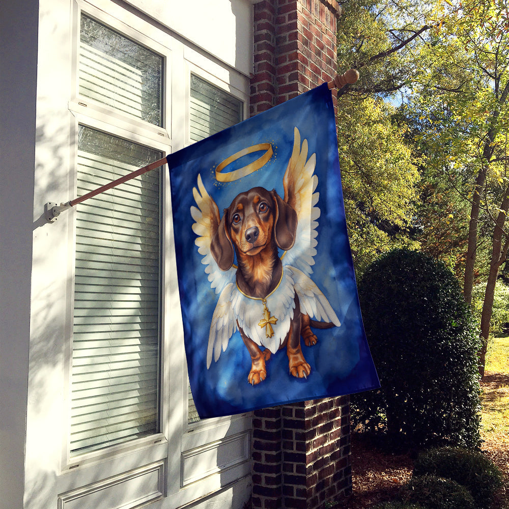 Dachshund My Angel House Flag 28x40 Porch Sleeve Pole Decorative Outside Yard Banner Artwork Wall Hanging, Polyester