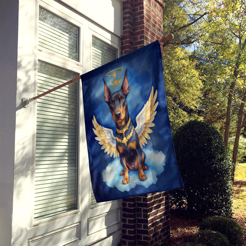 Doberman Pinscher My Angel House Flag 28x40 Porch Sleeve Pole Decorative Outside Yard Banner Artwork Wall Hanging, Polyester
