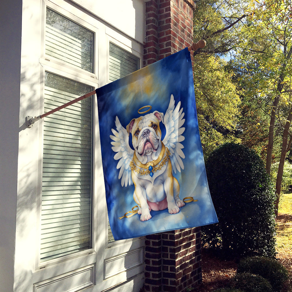 English Bulldog My Angel House Flag 28x40 Porch Sleeve Pole Decorative Outside Yard Banner Artwork Wall Hanging, Polyester