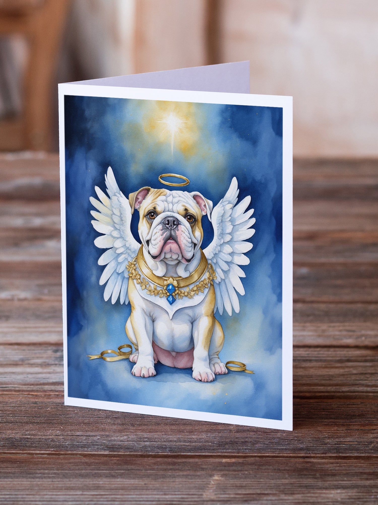 English Bulldog My Angel Greeting Cards Pack of 8 Blank Cards with Envelopes Whimsical A7 Size 5x7